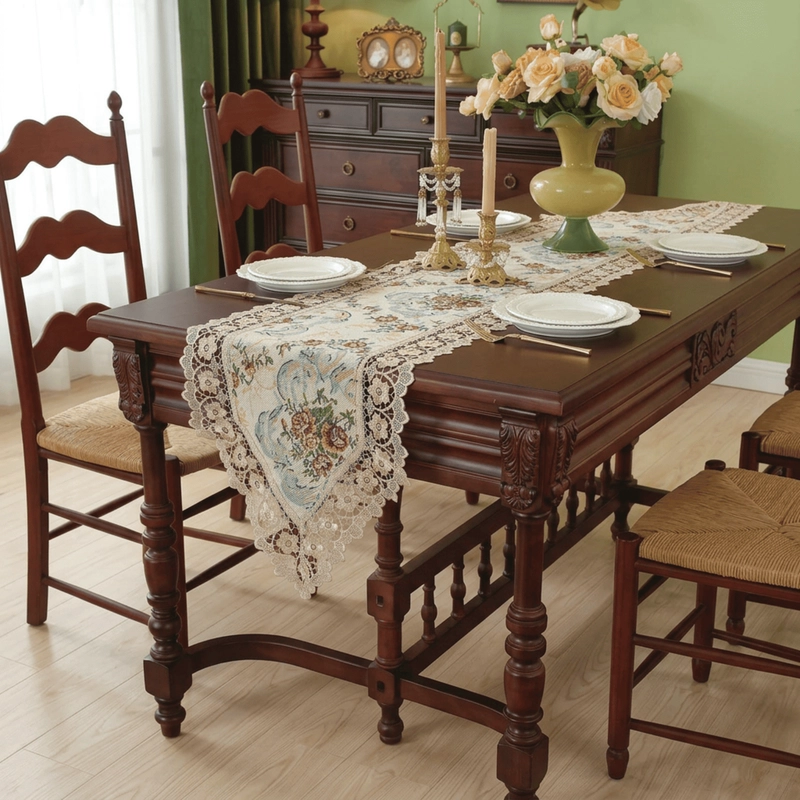 CAMINO DE MESA CON DISEÑO BOHEMIO CON ENCAJE MEDIDA 40X180CM CORREDOR CORREDOR DE MESA - 1