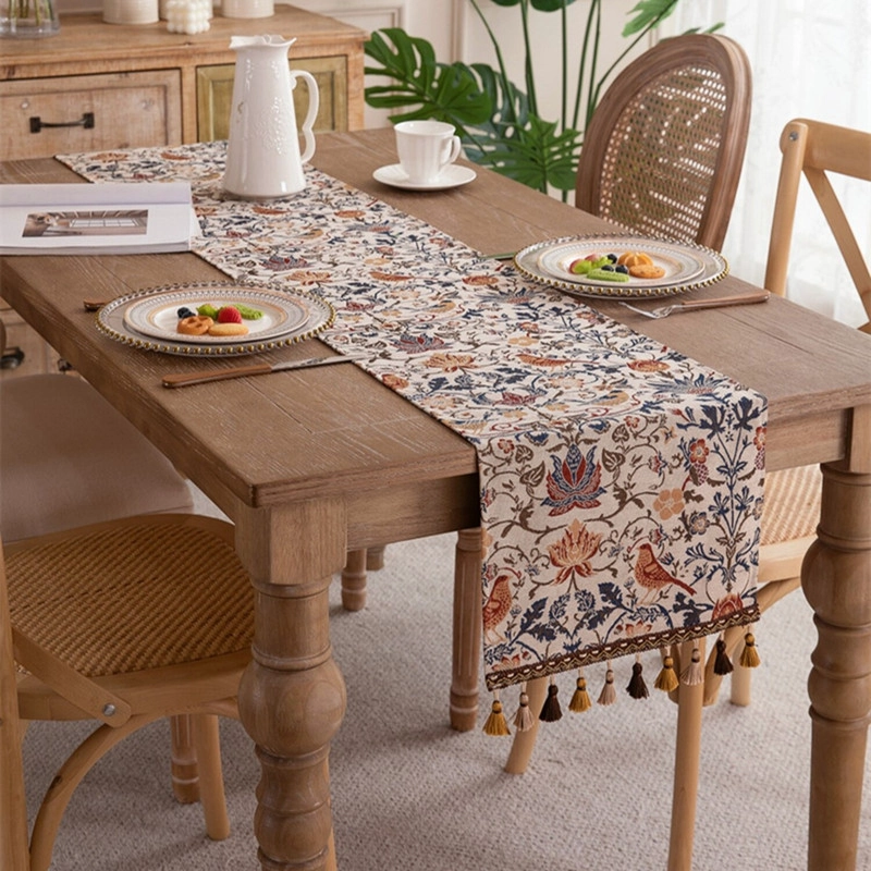 CAMINO DE MESA BOHEMIO CON FLECOS MEDIDA 30X180CM CORREDOR DE MESA - 1