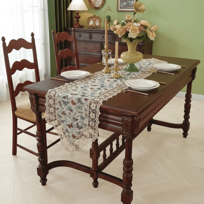 CAMINO DE MESA CON DISEÑO BOHEMIO CON ENCAJE MEDIDA 40X180CM CORREDOR CORREDOR DE MESA - 1