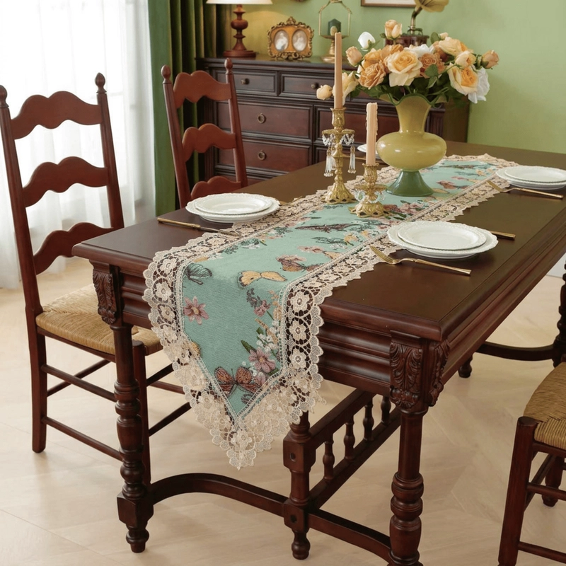 CAMINO DE MESA CON DISEÑO BOHEMIO CON ENCAJE MEDIDA 40X180CM CORREDOR CORREDOR DE MESA - 1