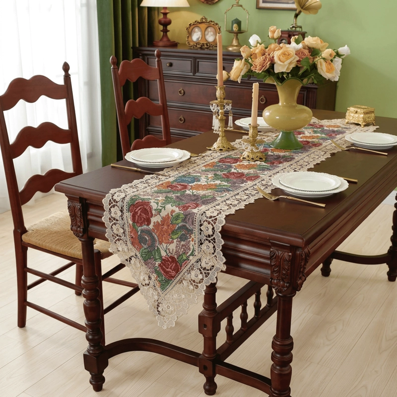 CAMINO DE MESA CON DISEÑO BOHEMIO CON ENCAJE MEDIDA 40X180CM CORREDOR CORREDOR DE MESA - 1