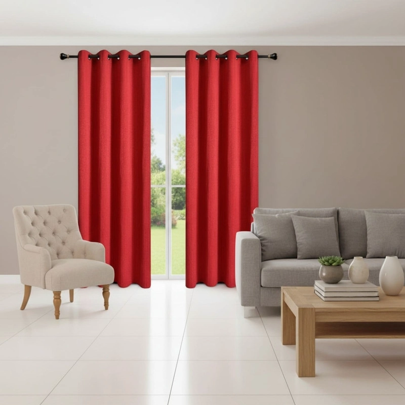 CORTINA ENGOMADA 100% BLACKOUT ANTI LUZ 2 PAÑOS DE 140X230CM CADA PAÑO ROJO - 1