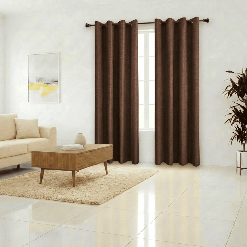 CORTINA ENGOMADA 100% BLACKOUT ANTI LUZ 2 PAÑOS DE 140X230CM CADA PAÑO CAFE  OSCURO - 1