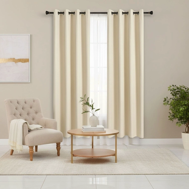 CORTINA ENGOMADA 100% BLACKOUT ANTI LUZ 2 PAÑOS DE 140X230CM CADA PAÑO CREMA - 1