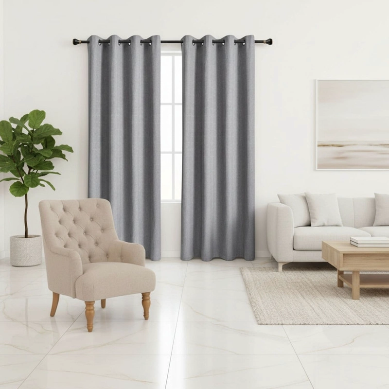 CORTINA ENGOMADA 100% BLACKOUT ANTI LUZ 2 PAÑOS DE 140X230CM CADA PAÑO GRIS - 1