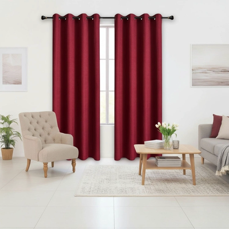 CORTINA ENGOMADA 100% BLACKOUT ANTI LUZ 2 PAÑOS DE 140X230CM CADA PAÑO BURDEO - 1