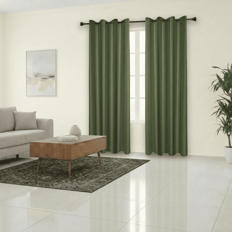CORTINA ENGOMADA 100% BLACKOUT ANTI LUZ 2 PAÑOS DE 140X230CM CADA PAÑO OLIVO - 1