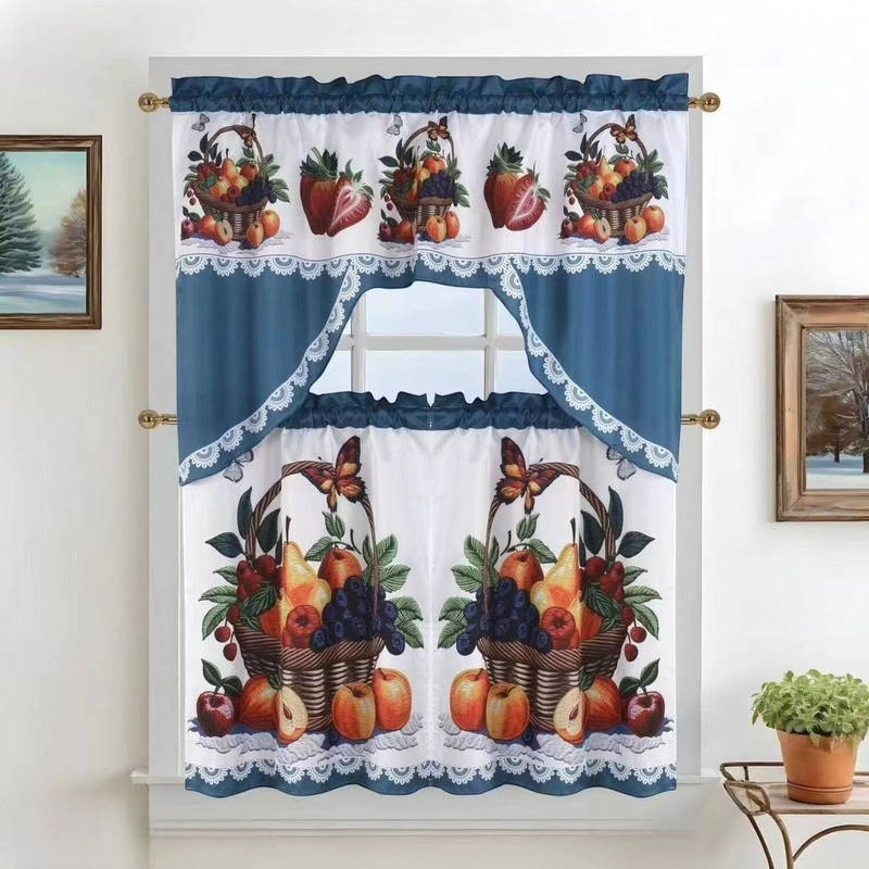 JUEGO DE CORTINAS PARA COCINA ESTAMPADAS PACK DE 3 PIEZAS - 2