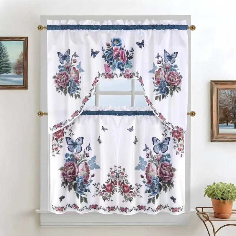 JUEGO DE CORTINAS PARA COCINA ESTAMPADAS PACK DE 3 PIEZAS - 2