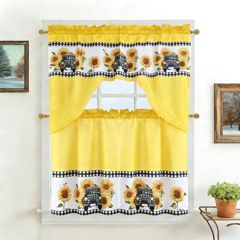 JUEGO DE CORTINAS PARA COCINA ESTAMPADAS PACK DE 3 PIEZAS - 2