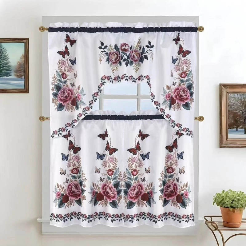 JUEGO DE CORTINAS PARA COCINA ESTAMPADAS PACK DE 3 PIEZAS - 2