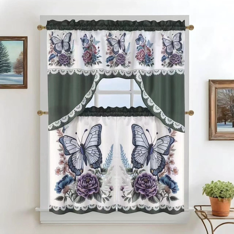JUEGO DE CORTINAS PARA COCINA ESTAMPADAS PACK DE 3 PIEZAS - 2