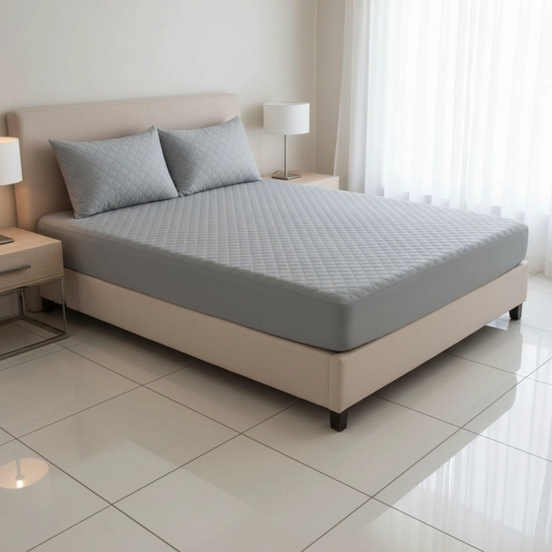 Funda Cubre Colchó Impermeable Super King + 2 Funda Almohada Medida 200x200cm GRIS - 1