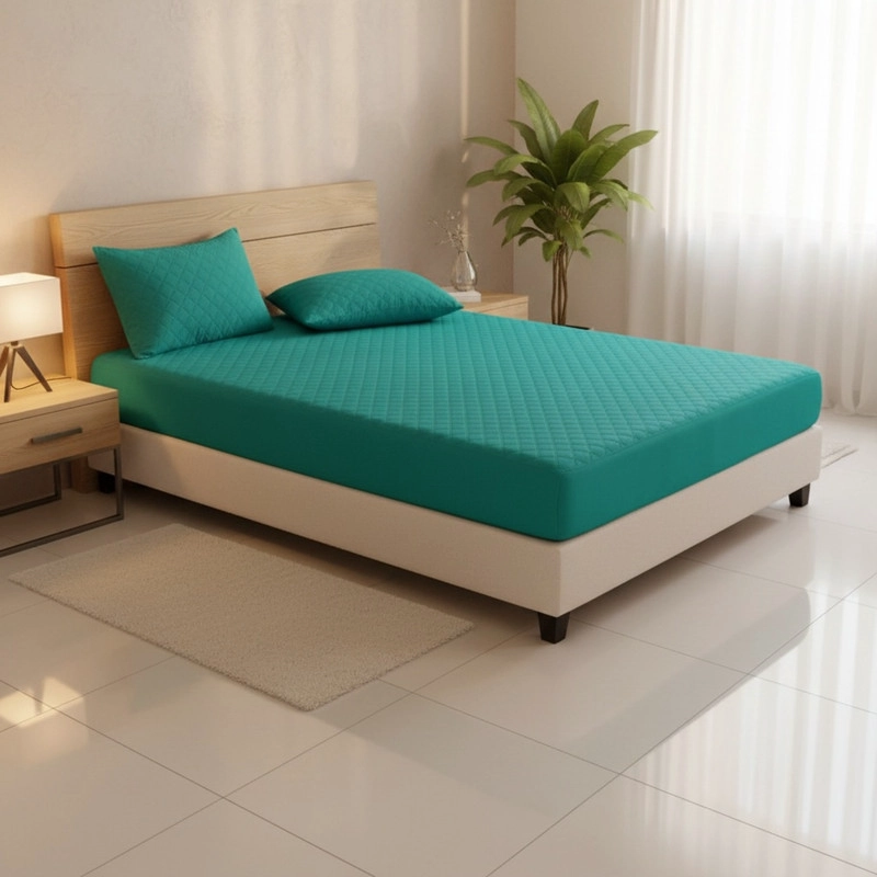 Funda Cubre Colchó Impermeable Super King + 2 Funda Almohada Medida 200x200cm TURQUESA - 1