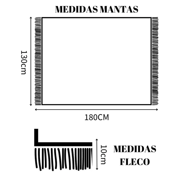 MANTA DECORATIVA TEJIDA CON FLECOS 100% ACRILICO MEDIDA 130X180CM COLOR BEIGE - 6