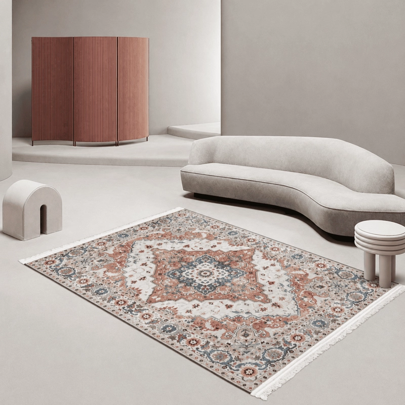 ALFOMBRA PARA LIVING PLUSH TEXTURA SUAVE ESTAMPADA CON FLECOS MEDIDA 120X160CM - 1