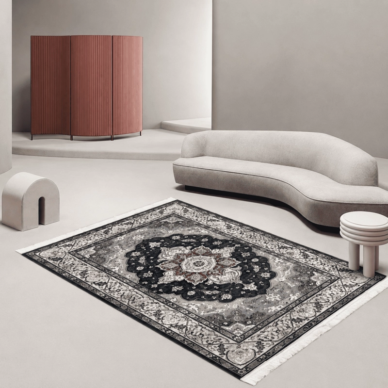 ALFOMBRA PARA LIVING PLUSH TEXTURA SUAVE ESTAMPADA CON FLECOS MEDIDA 120X160CM - 1