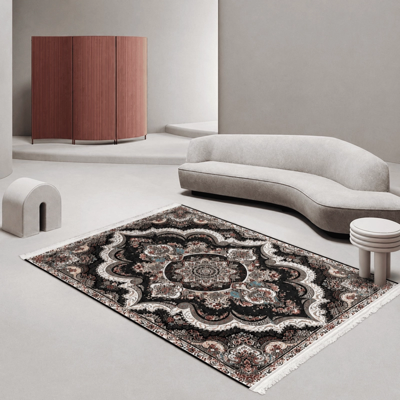 ALFOMBRA PARA LIVING PLUSH TEXTURA SUAVE ESTAMPADA CON FLECOS MEDIDA 120X160CM - 1