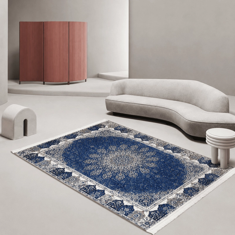 ALFOMBRA PARA LIVING PLUSH TEXTURA SUAVE ESTAMPADA CON FLECOS MEDIDA 120X160CM - 1