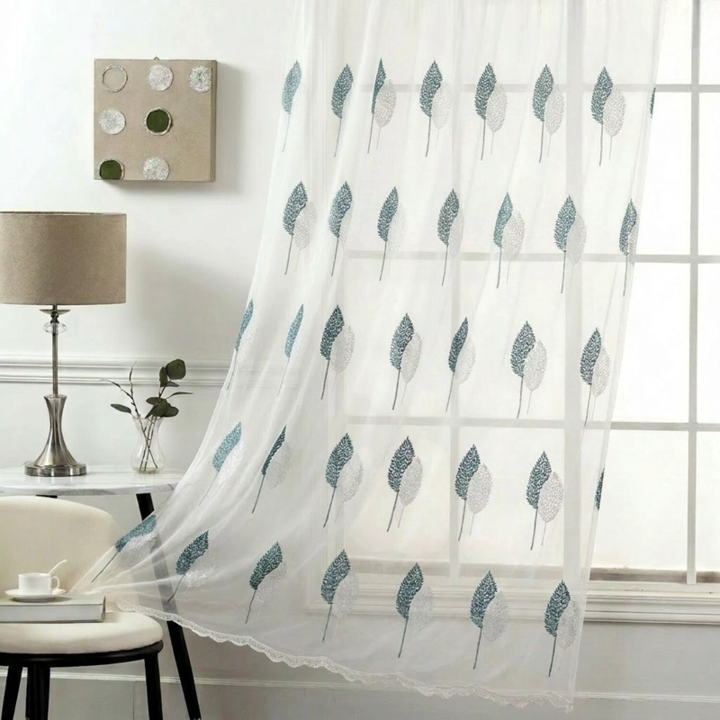 VISILLO VELO BORDADO 2 PAÑOS MEDIDA 140X230CM CON ARGOLLAS - 1