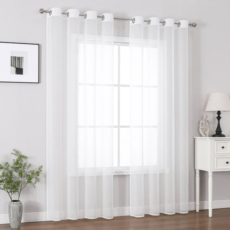 VISILLO BLANCO CON ARGOLLAS 2 CORTINAS TIPO VELO MEDIDA 140X230CM CADA PAÑO - 1