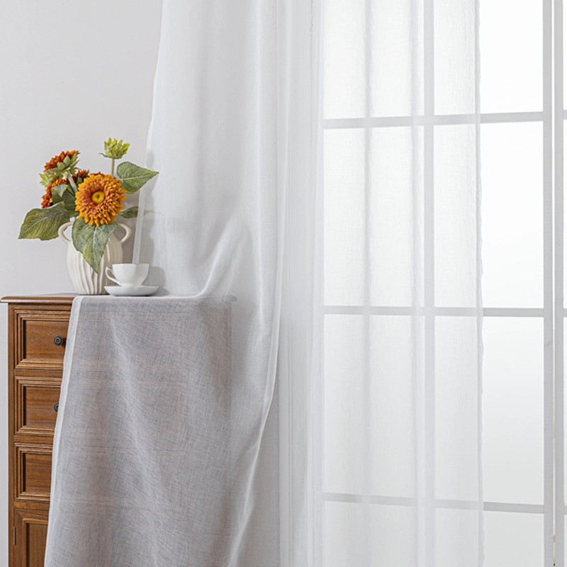 VISILLO BLANCO CON ARGOLLAS 2 CORTINAS TIPO VELO MEDIDA 140X230CM CADA PAÑO - 6