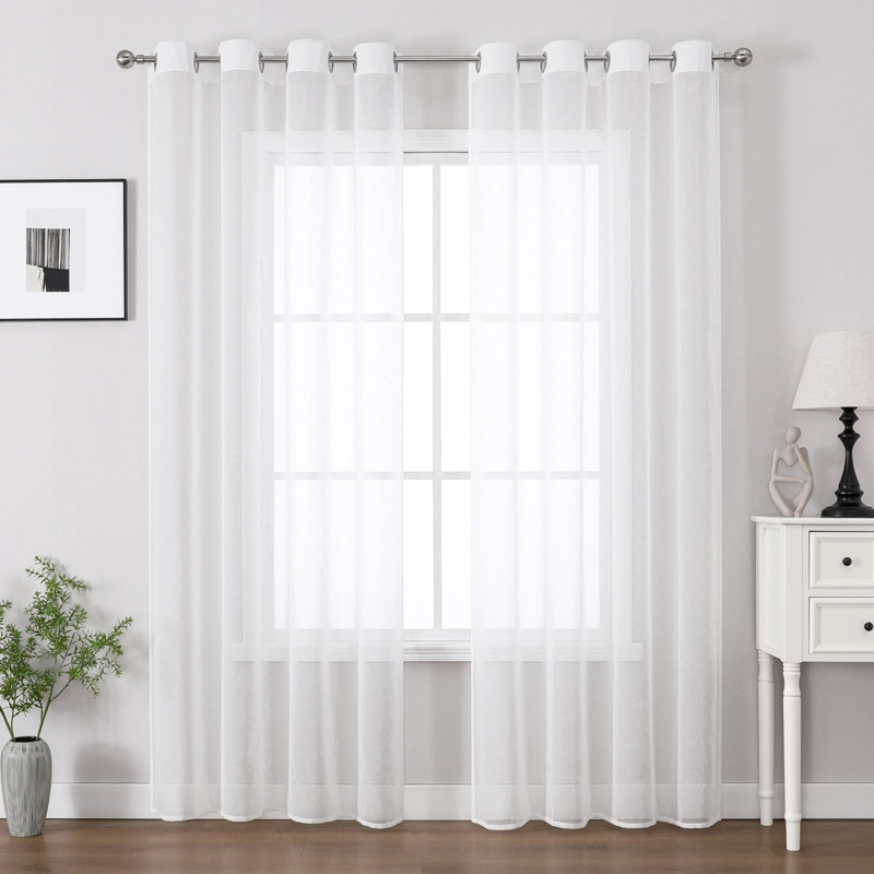 VISILLO BLANCO CON ARGOLLAS 2 CORTINAS TIPO VELO MEDIDA 140X230CM CADA PAÑO - 7