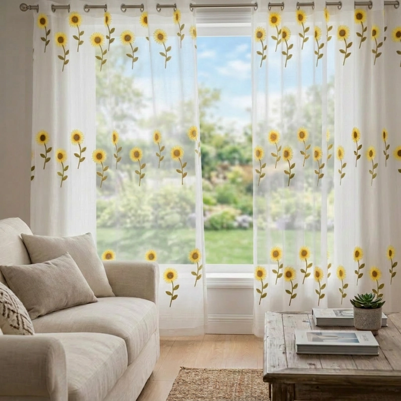 VISILLO VELO BORDADO 2 PAÑOS MEDIDA 140X230CM CON ARGOLLAS - 1
