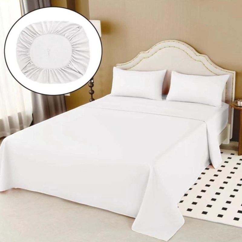 JUEGO DE SABANAS 100% ALGODON DE 1.5 PLAZAS + 1 FUNDA PARA ALMOHADA 50X70CM BLANCO - 1