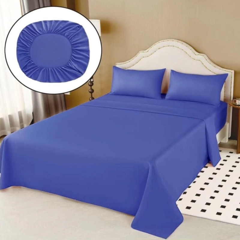 JUEGO DE SABANAS 100% ALGODON DE 1.5 PLAZAS + 1 FUNDA PARA ALMOHADA 50X70CM AZUL - 1