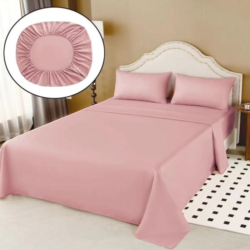 JUEGO DE SABANAS 100% ALGODON DE 1.5 PLAZAS + 1 FUNDA PARA ALMOHADA 50X70CM ROSADO - 1