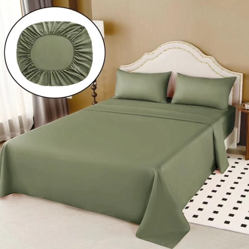 JUEGO DE SABANAS 100% ALGODON DE 1.5 PLAZAS + 1 FUNDA PARA ALMOHADA 50X70CM VERDE - 1