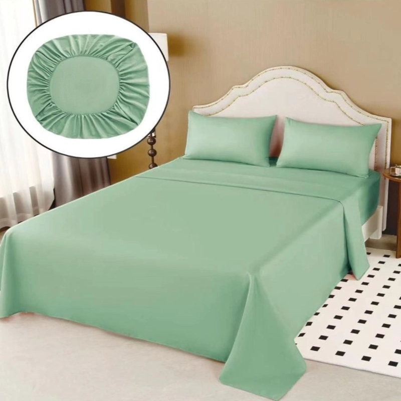 JUEGO DE SABANAS 100% ALGODON DE 1.5 PLAZAS + 1 FUNDA PARA ALMOHADA 50X70CM VERDE CLARO - 1