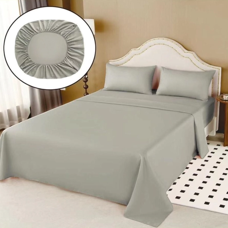 JUEGO DE SABANAS 100% ALGODON DE 1.5 PLAZAS + 1 FUNDA PARA ALMOHADA 50X70CM GRIS - 1