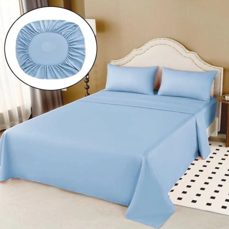 JUEGO DE SABANAS 100% ALGODON DE 1.5 PLAZAS + 1 FUNDA PARA ALMOHADA 50X70CM CELESTE - 1