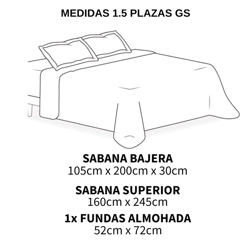 JUEGO DE SABANAS DE 1.5 PLAZAS 200 HILOS 80% ALGODON 20% POLIESTER ANTIPILLING + 1 FUNDA DE ALMOHADA - 5