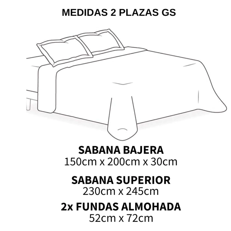 JUEGO DE SABANAS DE 2 PLAZAS 200 HILOS 80% ALGODON 20% POLIESTER ANTIPILLING + 2 FUNDA DE ALMOHADA - 5