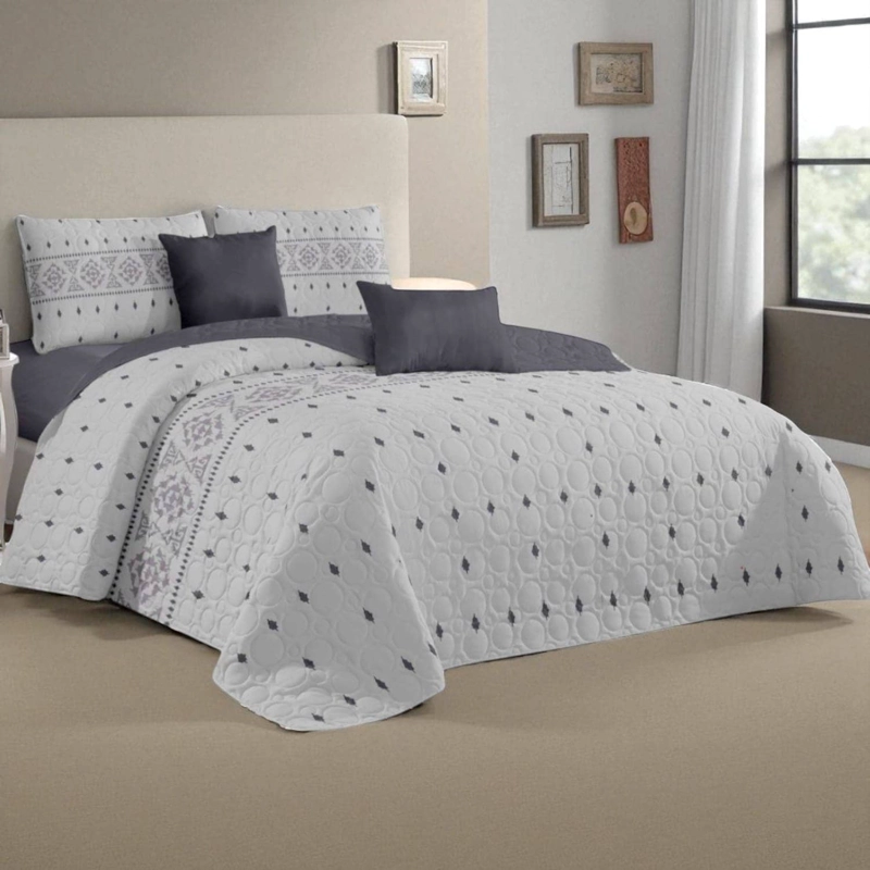 CUBRECAMA QUILT DE VERANO KING MEDIDA 250X270CM DELGADO + 2 FUNDAS DE ALMOHADA CMVKING-GS-17 - 1