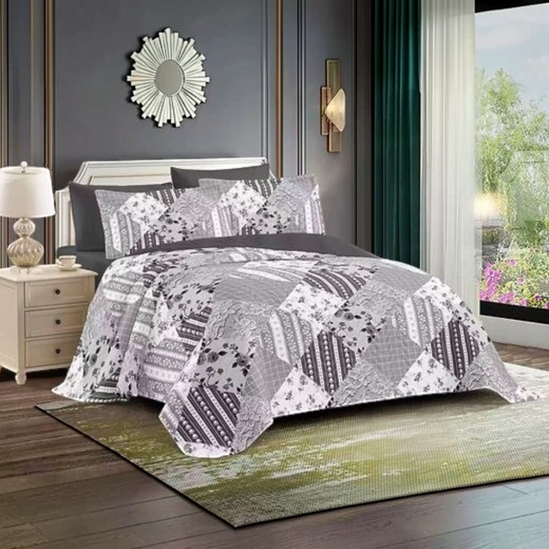 CUBRECAMA QUILT DE VERANO DE 1.5 PLAZAS MEDIDA 180X230CM DELGADO + 1 FUNDA DE ALMOHADA CMV15P-GS-14 - 1