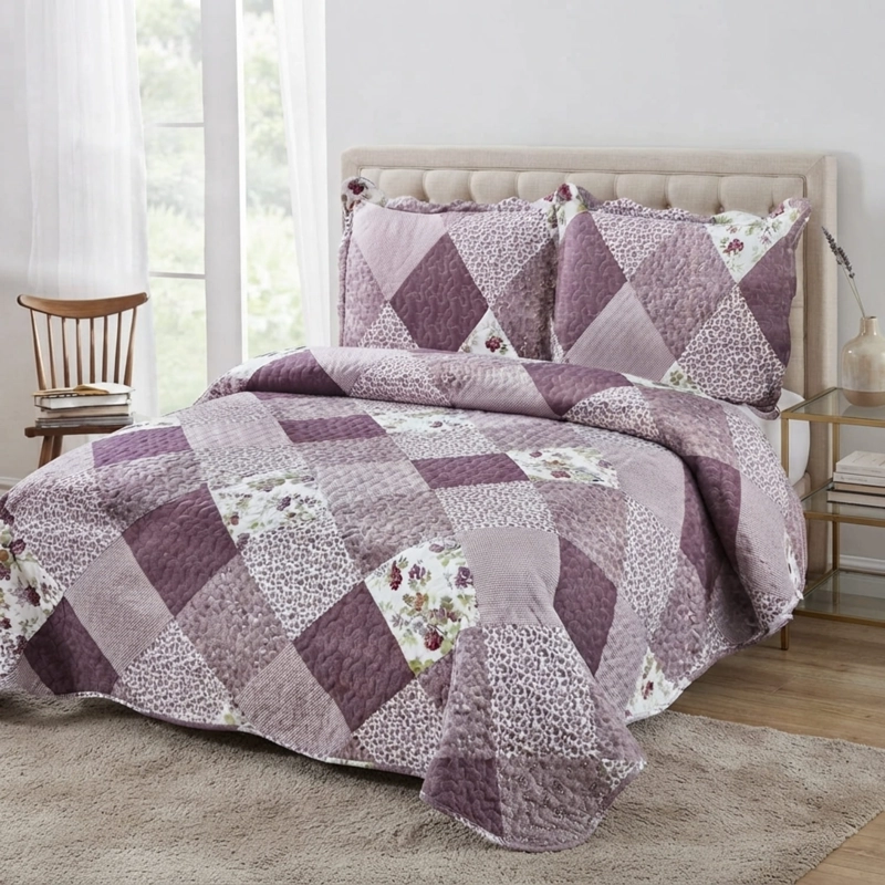 CUBRECAMA QUILT DE VERANO DE 2 PLAZAS MEDIDA 230X250CM DELGADO + 2 FUNDAS DE ALMOHADA CMV2P-KD-31 - 1