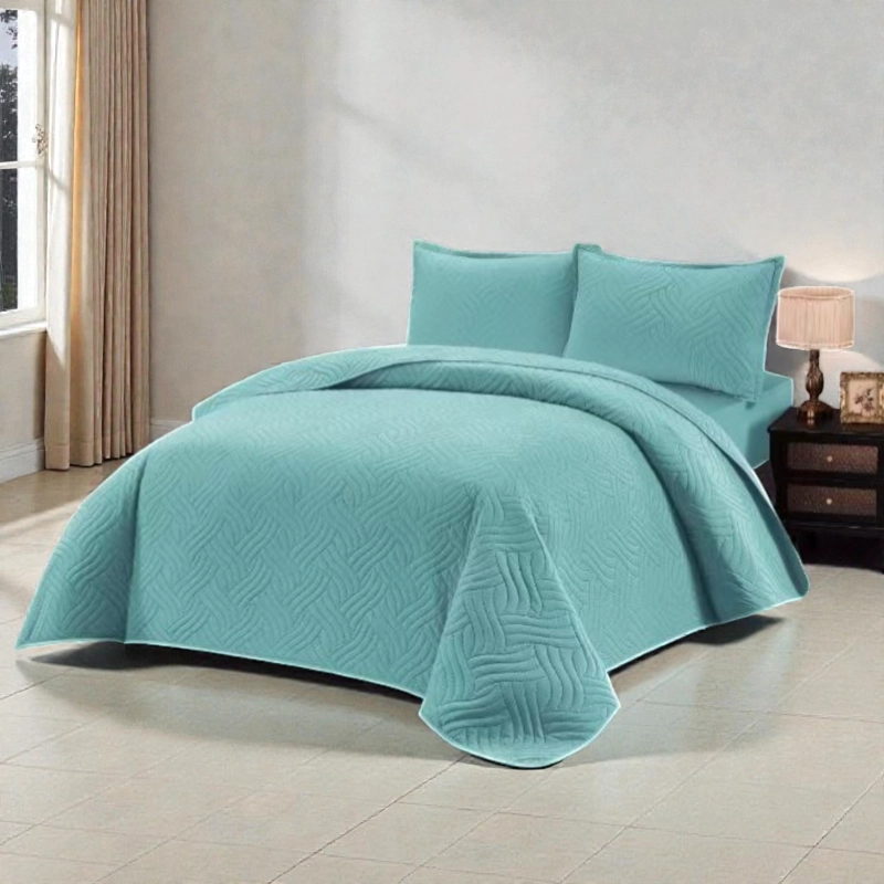 CUBRECAMA QUILT DE VERANO DE 1.5 PLAZAS MEDIDA 180X230CM DELGADO + 1 FUNDA DE ALMOHADA MENTA - 1