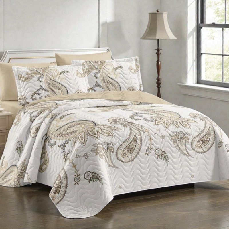 CUBRECAMA QUILT DE VERANO KING MEDIDA 250X270CM DELGADO + 2 FUNDAS DE ALMOHADA - 1
