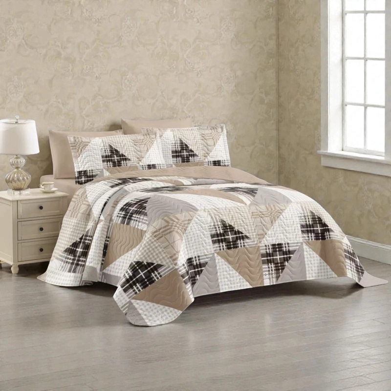 CUBRECAMA QUILT DE VERANO DE 1.5 PLAZAS MEDIDA 180X230CM DELGADO + 1 FUNDA DE ALMOHADA - 1