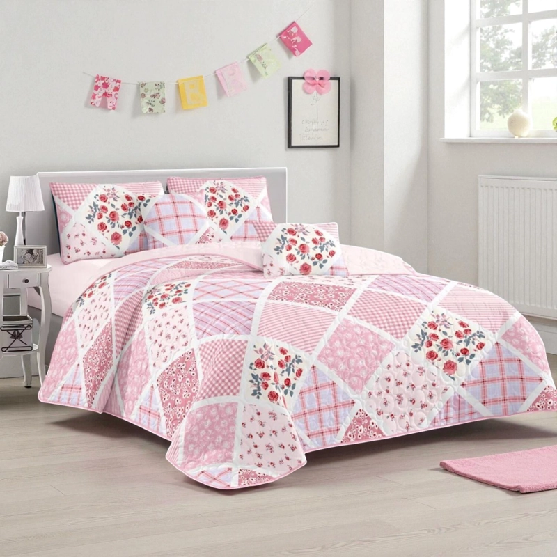 CUBRECAMA QUILT DE VERANO KING MEDIDA 250X270CM DELGADO + 2 FUNDAS DE ALMOHADA - 1