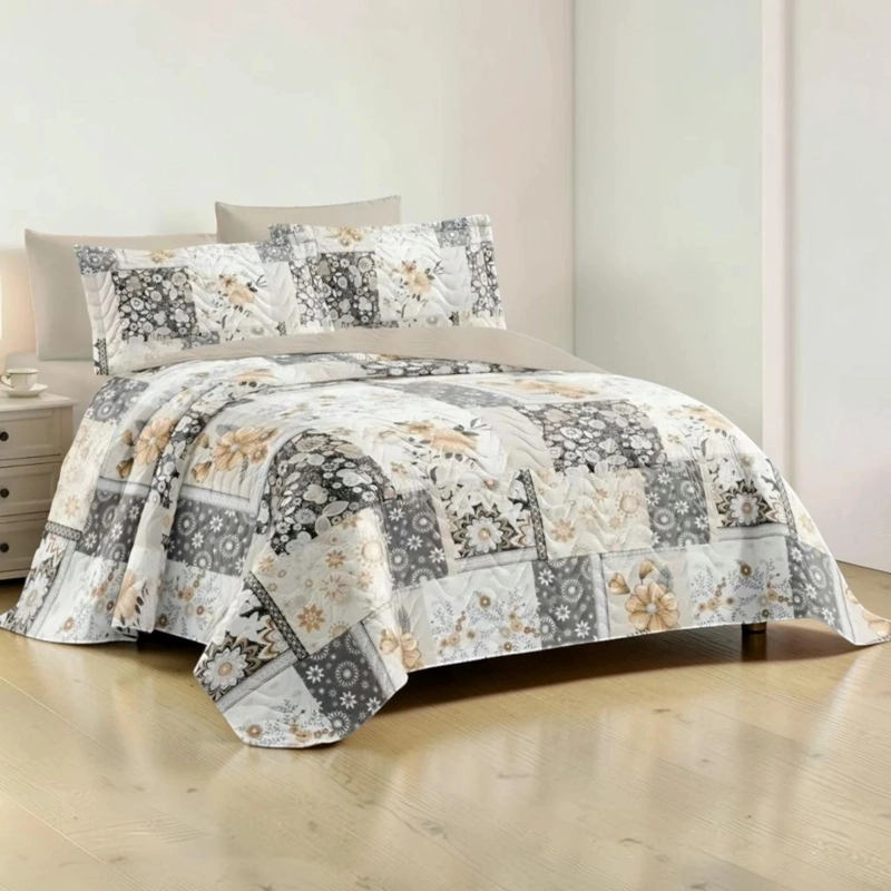 CUBRECAMA QUILT DE VERANO DE 1.5 PLAZAS MEDIDA 180X230CM DELGADO + 1 FUNDA DE ALMOHADA - 1