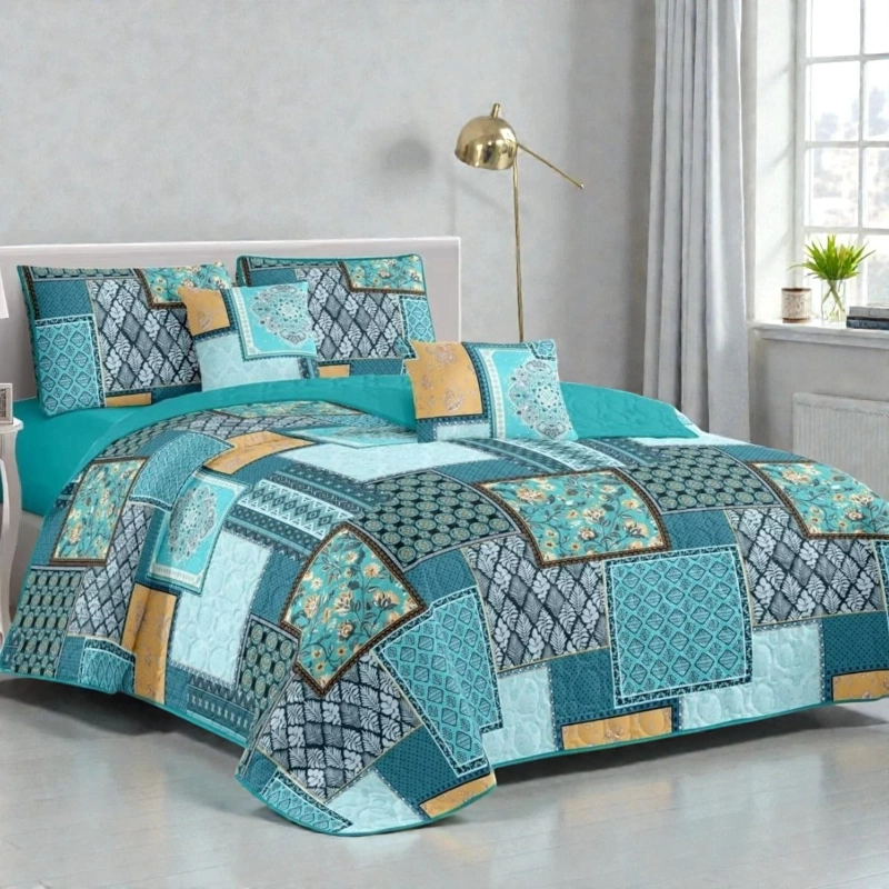 CUBRECAMA QUILT DE VERANO DE 1.5 PLAZAS MEDIDA 180X230CM DELGADO + 1 FUNDA DE ALMOHADA - 1