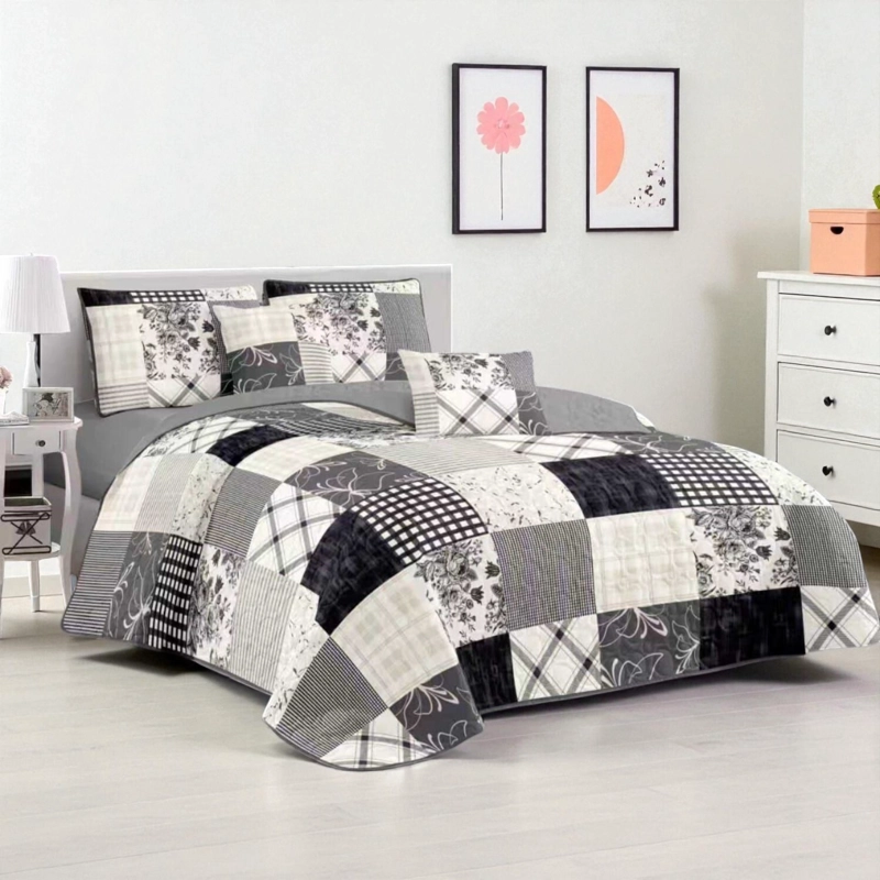 CUBRECAMA QUILT DE VERANO KING MEDIDA 250X270CM DELGADO + 2 FUNDAS DE ALMOHADA - 1