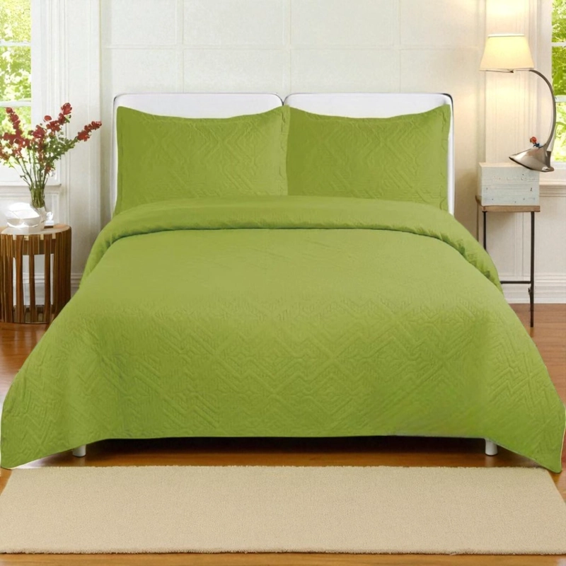 CUBRECAMA QUILT DE VERANO DE 1.5 PLAZAS MEDIDA 180X230CM DELGADO + 1 FUNDA DE ALMOHADA VERDE - 1