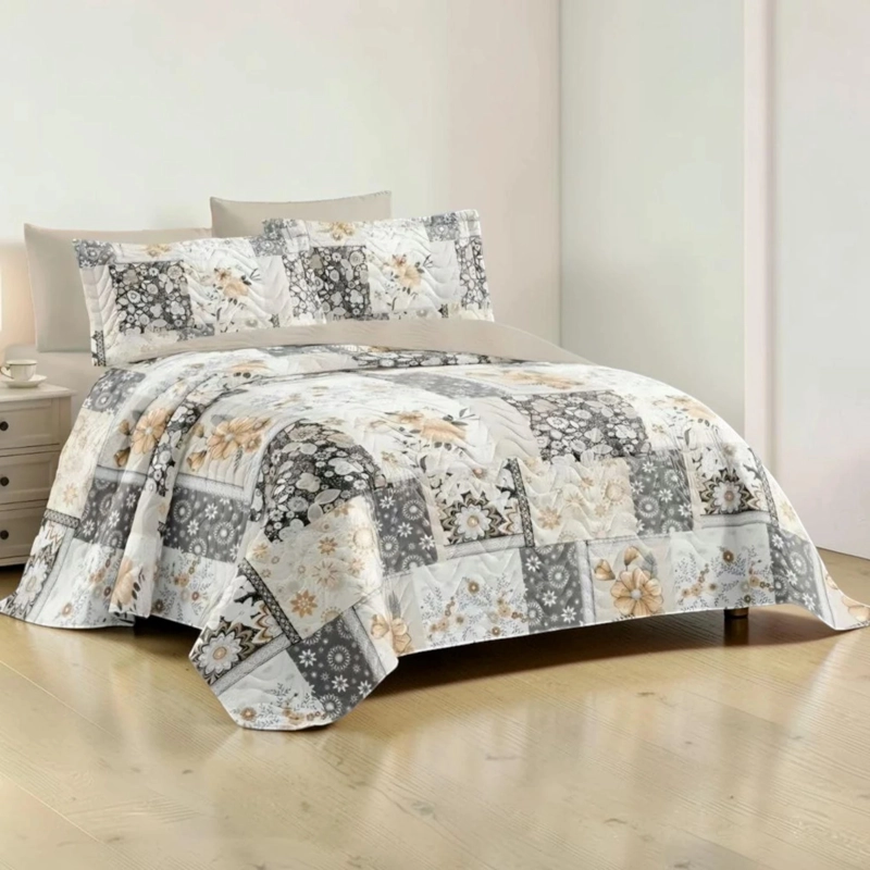 CUBRECAMA QUILT DE VERANO DE 2 PLAZAS MEDIDA 230X250CM DELGADO + 2 FUNDAS DE ALMOHADA - 1