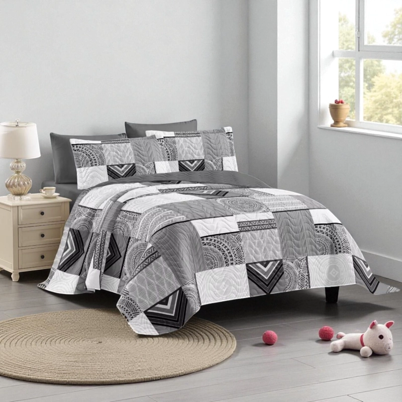 CUBRECAMA QUILT DE VERANO KING MEDIDA 250X270CM DELGADO + 2 FUNDAS DE ALMOHADA - 1